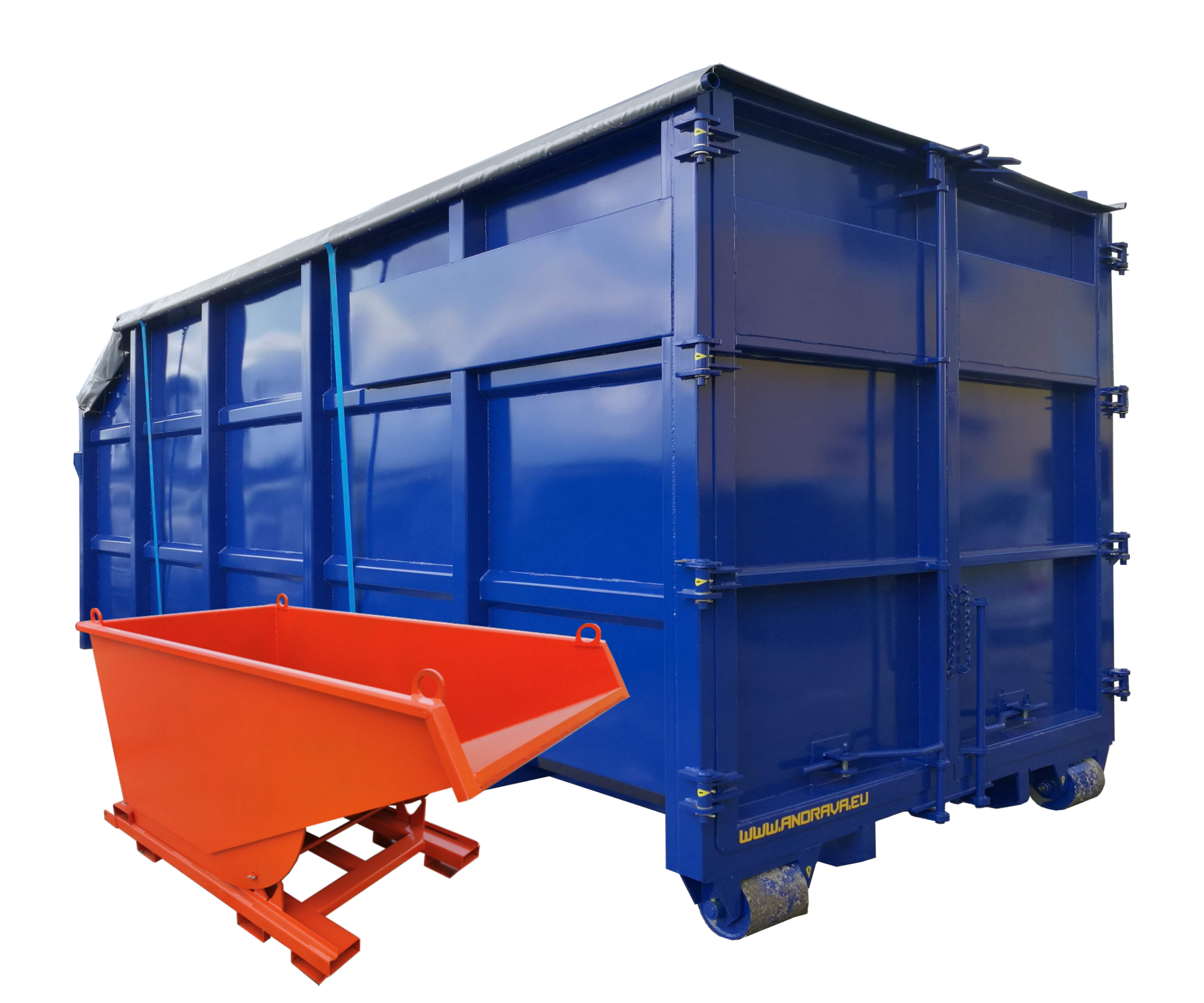Hook containers tipping skips